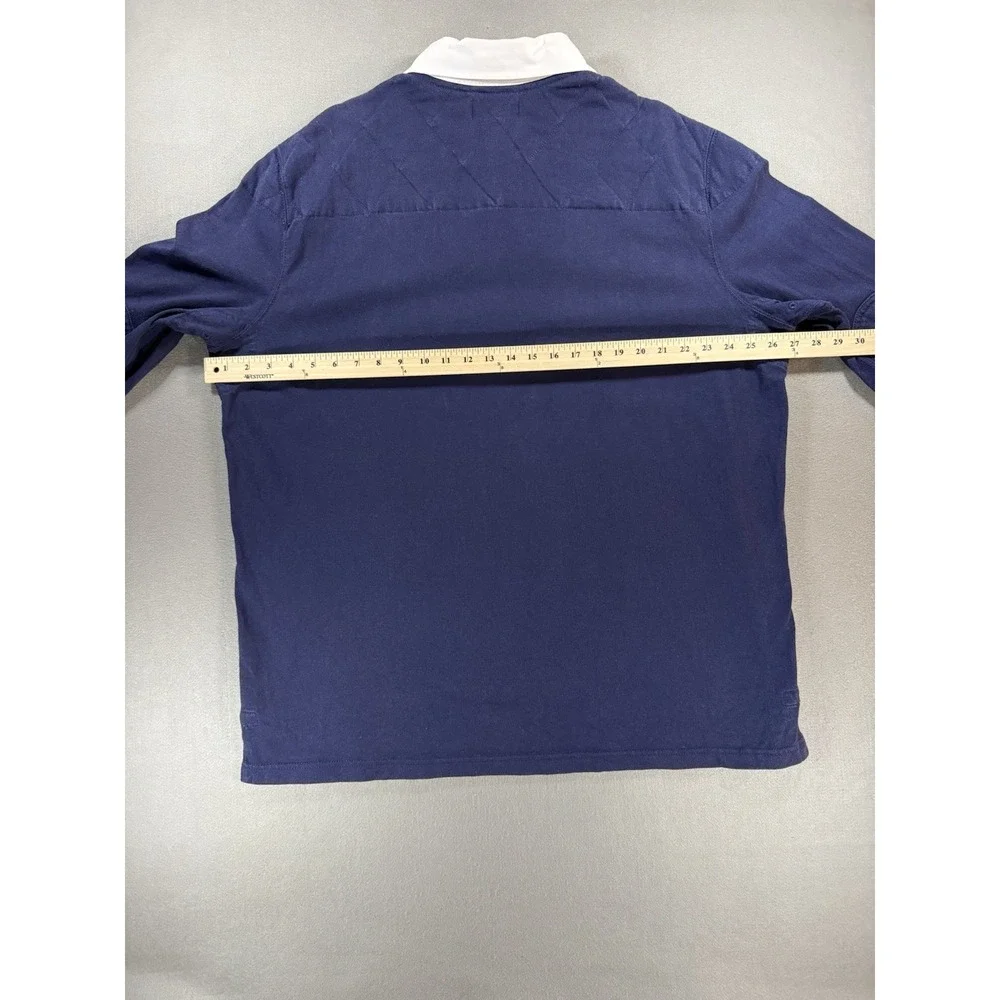 Size XL - Vintage Polo Ralph Lauren Navy Blue Padded Rugby Long Sleeve Shirt